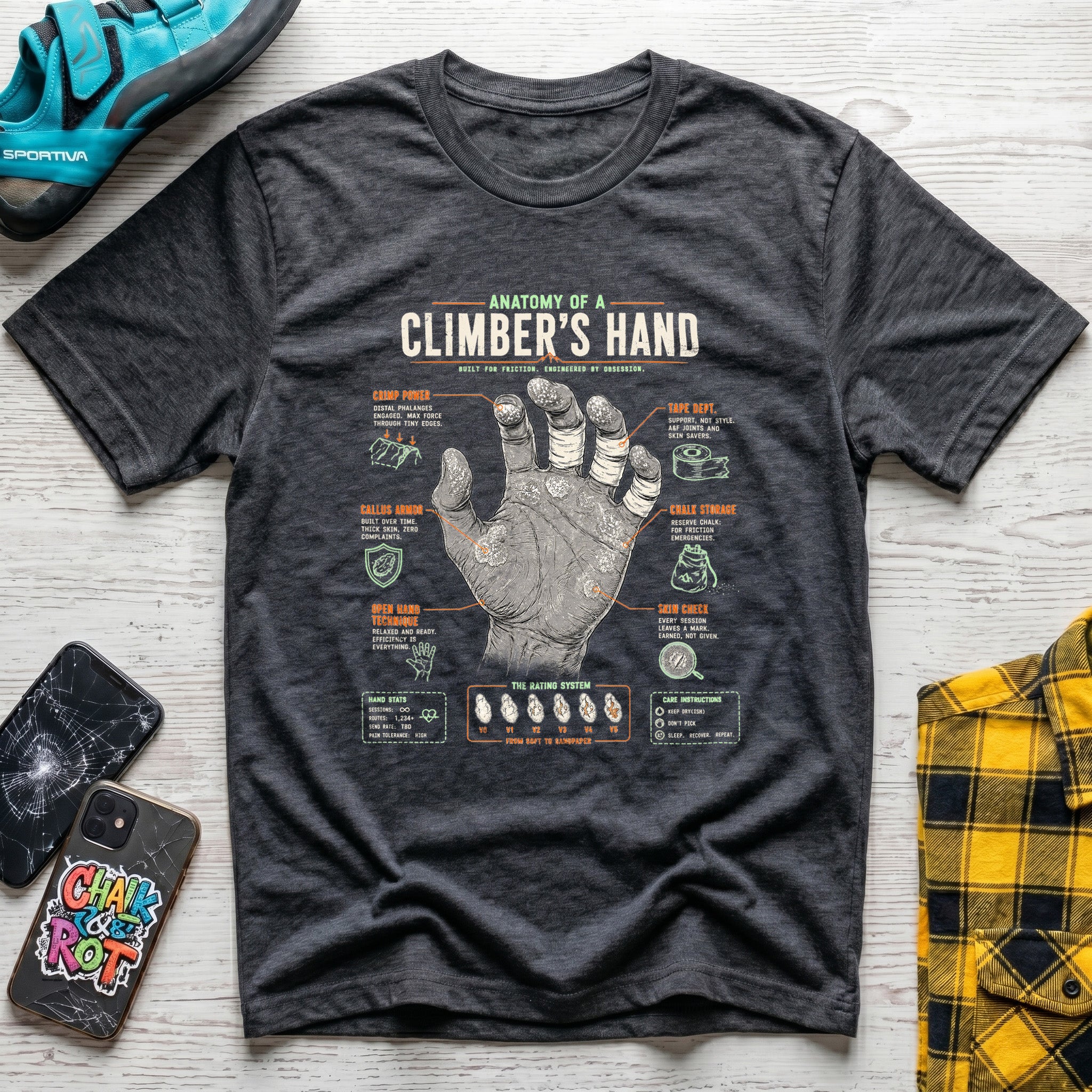Climber Hand Anatomy T-Shirt
