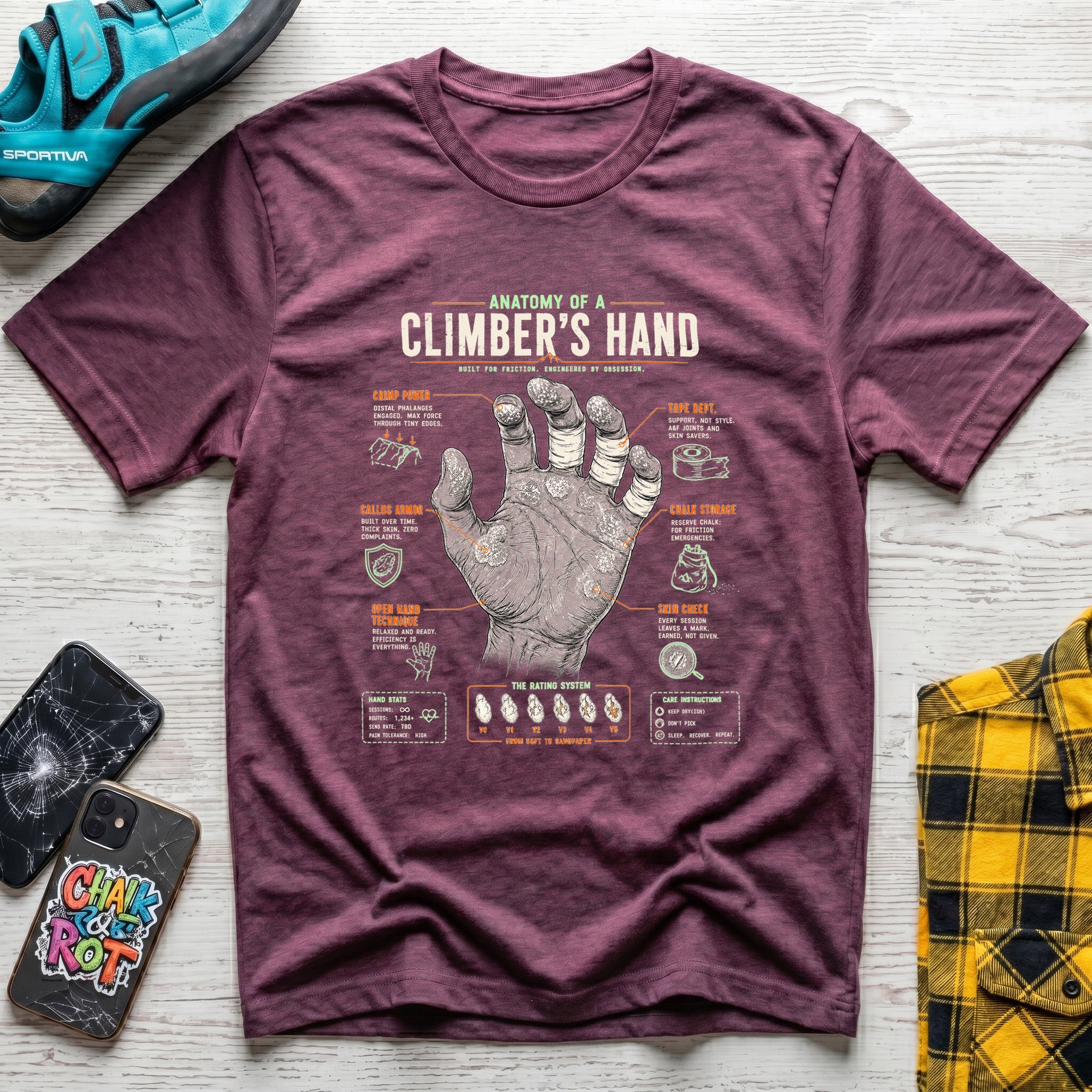 Climber Hand Anatomy T-Shirt