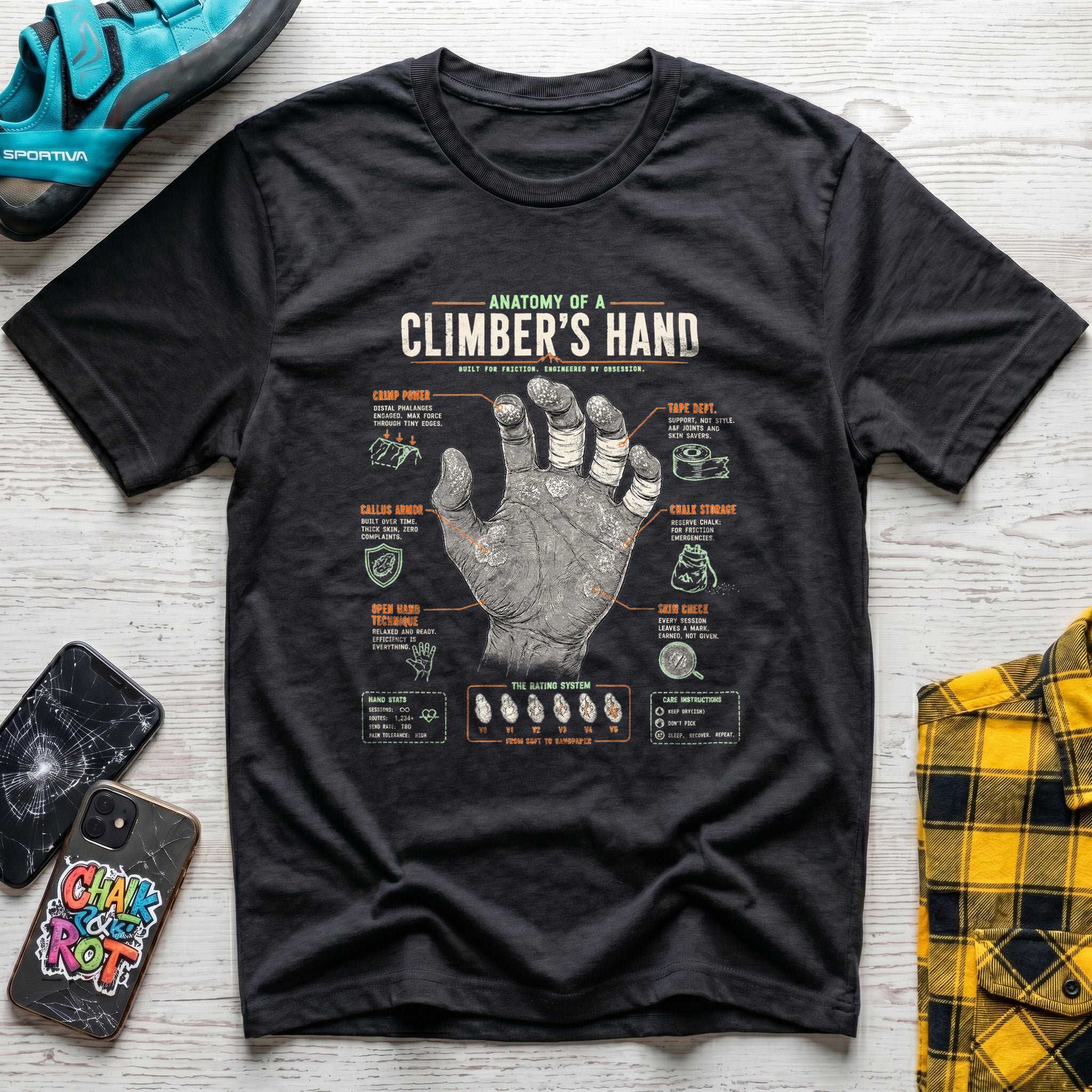 Climber Hand Anatomy T-Shirt