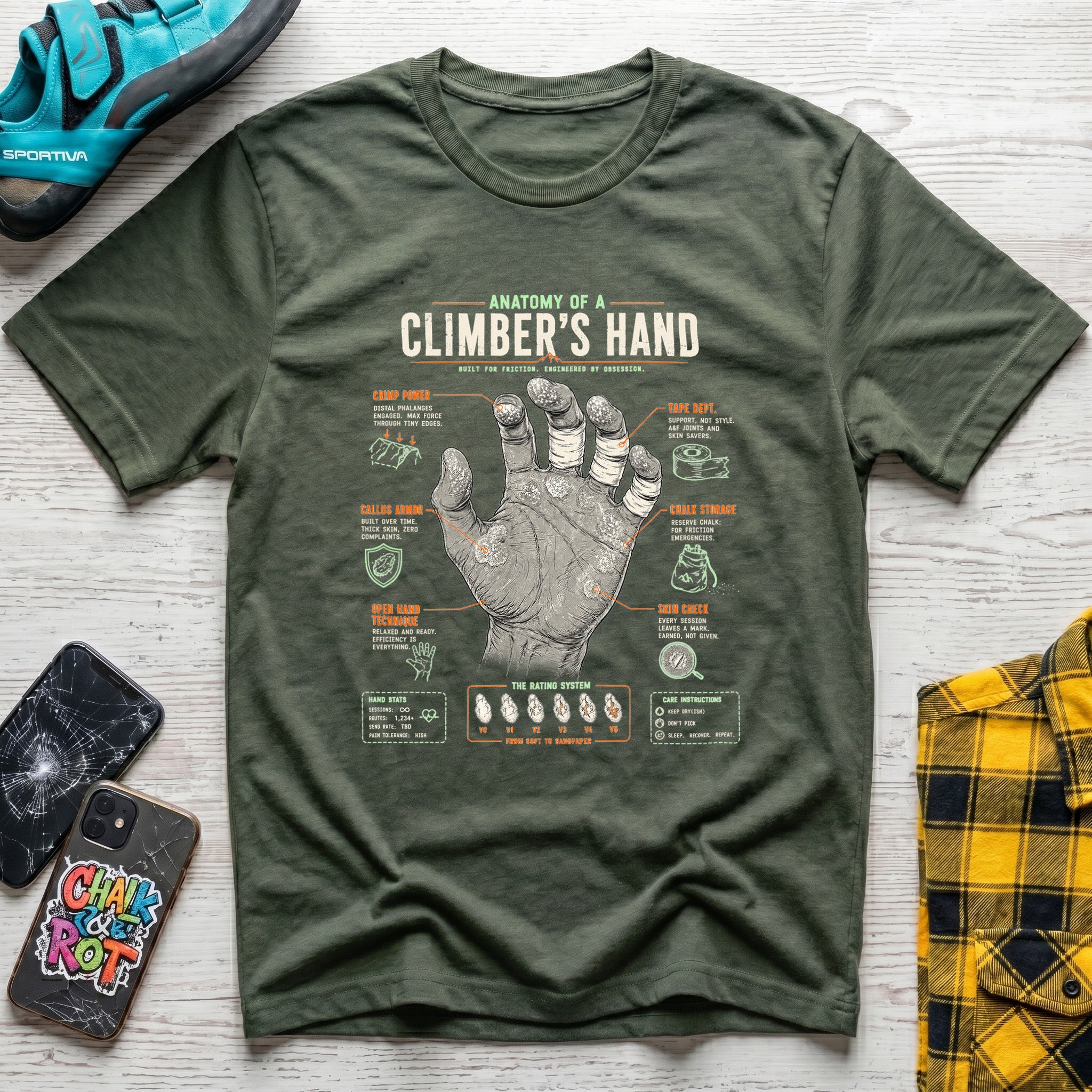 Climber Hand Anatomy T-Shirt